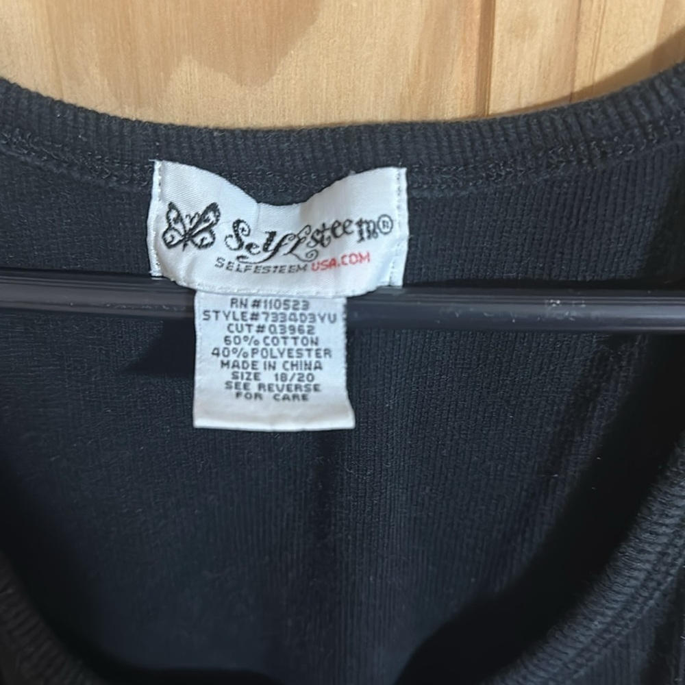 Self Esteem Black Tank Top with Red Heart and Cross Design - Picture 3 of 5